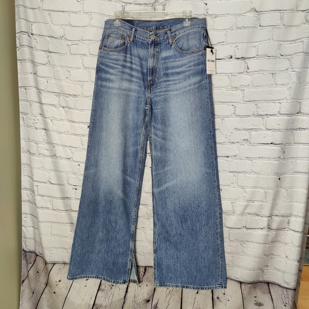 Re/Done Jeans 90's High Rise Loose Long Split Hem Size 26 Vintage Flow NWT $295